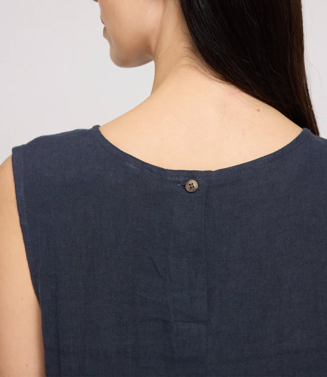 MAZINE mouwloze top LAURA NAVY van pure linnen