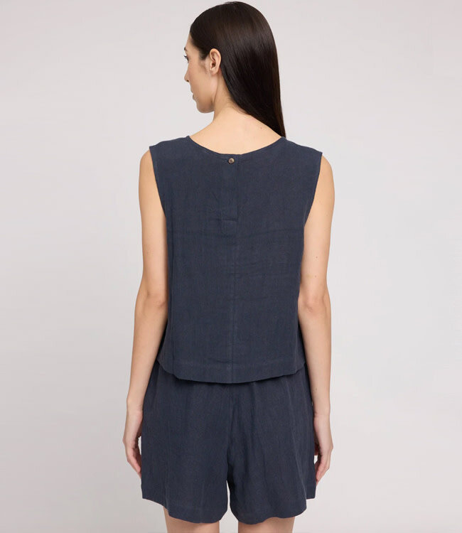 MAZINE mouwloze top LAURA NAVY van pure linnen