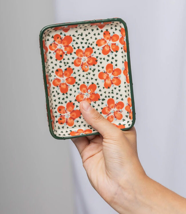 TRANQUILLO Zeep schaaltje van keramiek  ORANGE FLOWER Handmade & Fairtrade