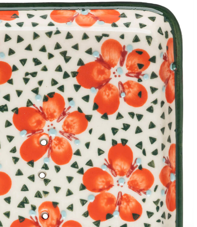 TRANQUILLO Zeep schaaltje van keramiek  ORANGE FLOWER Handmade & Fairtrade