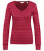 TRANQUILLO gestreept v-hals shirt SILVIE RED met knoopjes tencel
