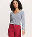 TRANQUILLO gestreept v-hals shirt SILVIE BLUE met knoopjes tencel