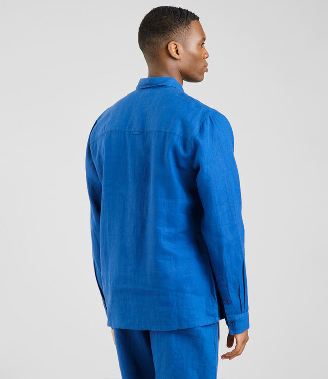 DEDICATED puur linnen overhemd RUTE BLUE