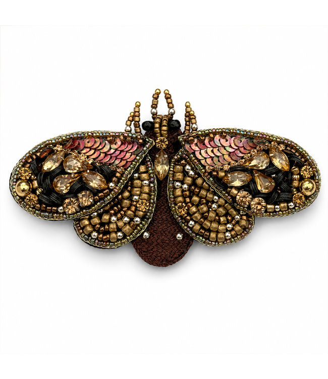 FAIRTRADE broche MOT BRONS met pailetten en kralen