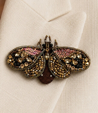 FAIRTRADE broche MOT BRONS met pailetten en kralen