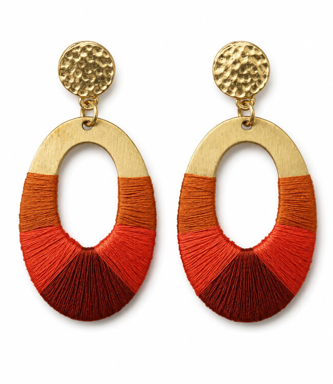FAIRTRADE Oorbellen met gekleurd draad MALAIKA SUNSET messing