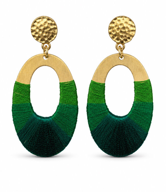 FAIRTRADE Oorbellen met gekleurd draad MALAIKA GREEN messing