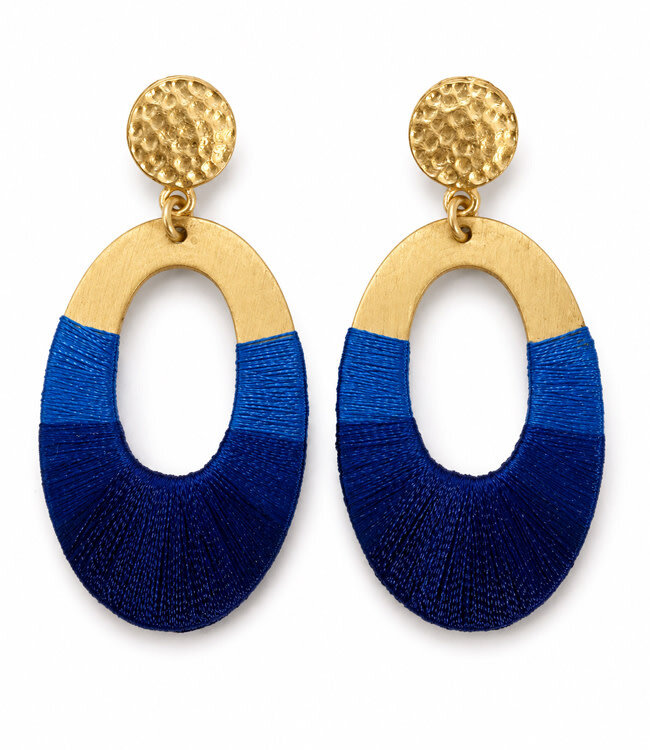 FAIRTRADE Oorbellen met gekleurd draad MALAIKA BLUE messing
