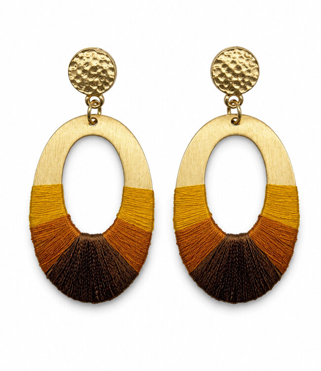 FAIRTRADE Oorbellen met gekleurd draad MALAIKA BROWN messing