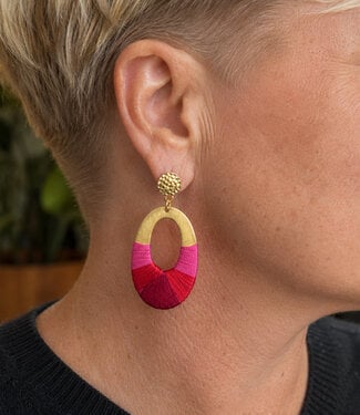 happy lona FAIRTRADE Oorbellen met gekleurd draad MALAIKA FUCHSIA messing