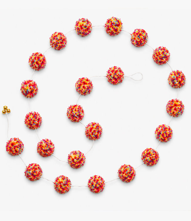 FAIRTRADE slinger POMPON MULTI van wol met belletjes ca. 175 cm