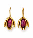 FAIRTRADE Oorbellen met halfedelsteen SNEEUWVLOK FUCHSIA verguld