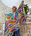 happy lona FAIRTRADE zijden sjaal met print WAVES van pure zijde