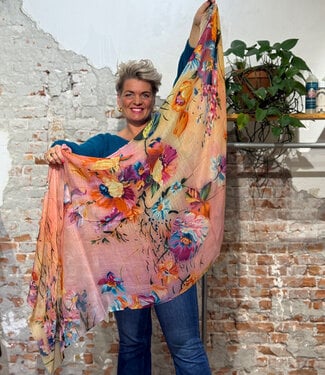 happy lona FAIRTRADE zijden sjaal met print SUMMER DAY van pure zijde