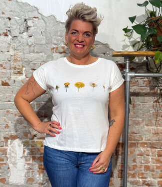 Dedicated DEDICATED shirt VISBY DANDELION WHITE biologisch katoen