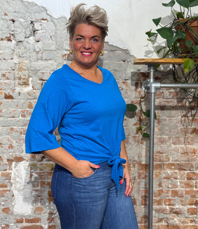 KOMODO shirt COBALT met knoop biologisch katoen