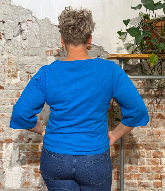 KOMODO shirt COBALT met knoop biologisch katoen