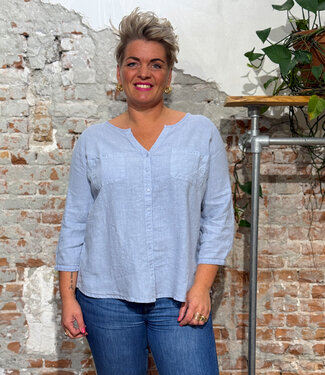 HIMALAYA linnen blouse EVI BLUE van pure linnen