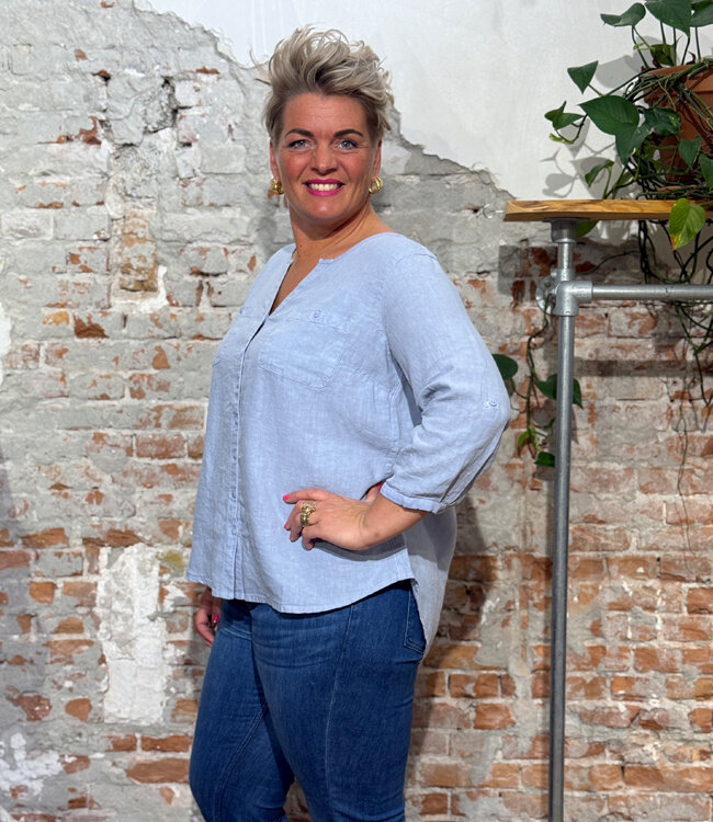 HIMALAYA linnen blouse EVI BLUE van pure linnen