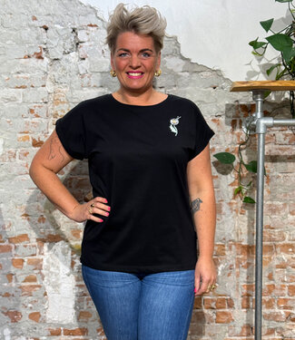 Dedicated DEDICATED geborduurd shirt VISBY PAARDENBLOEM biologisch katoen