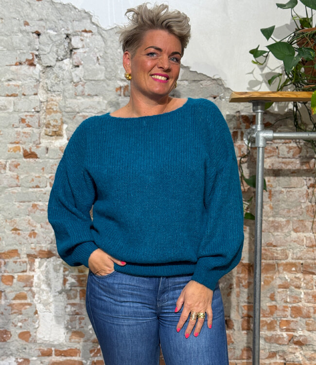 ALMA LOVIS wollen v-hal trui ZOHRA PETROL van alpaca