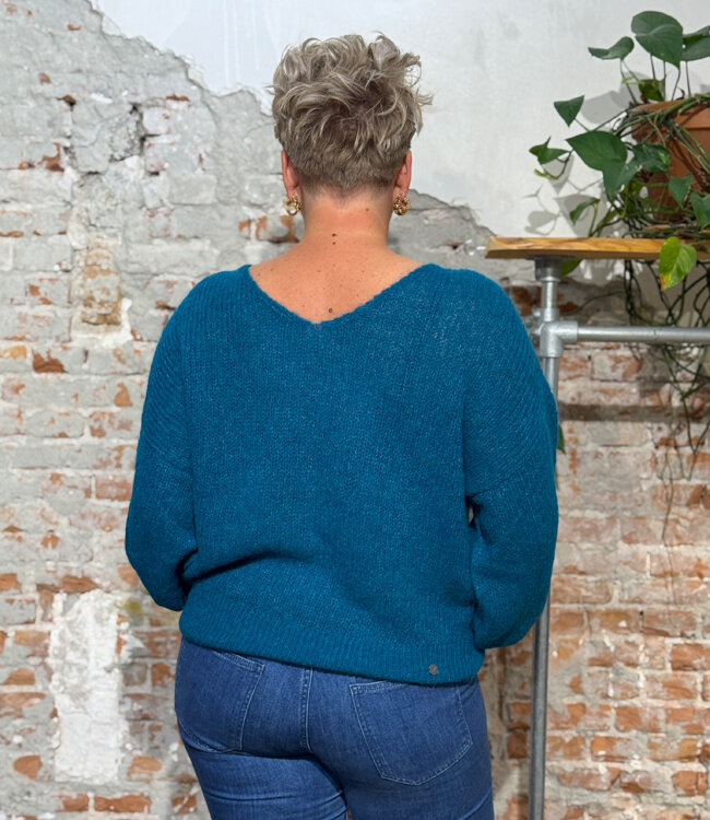ALMA LOVIS wollen v-hal trui ZOHRA PETROL van alpaca