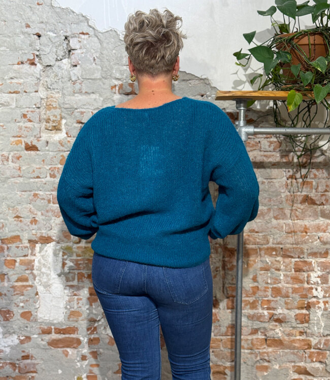 ALMA LOVIS wollen v-hal trui ZOHRA PETROL van alpaca