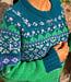 AIKUSS gekleurd wollen vest EMILIA GREEN TEAL van alpaca