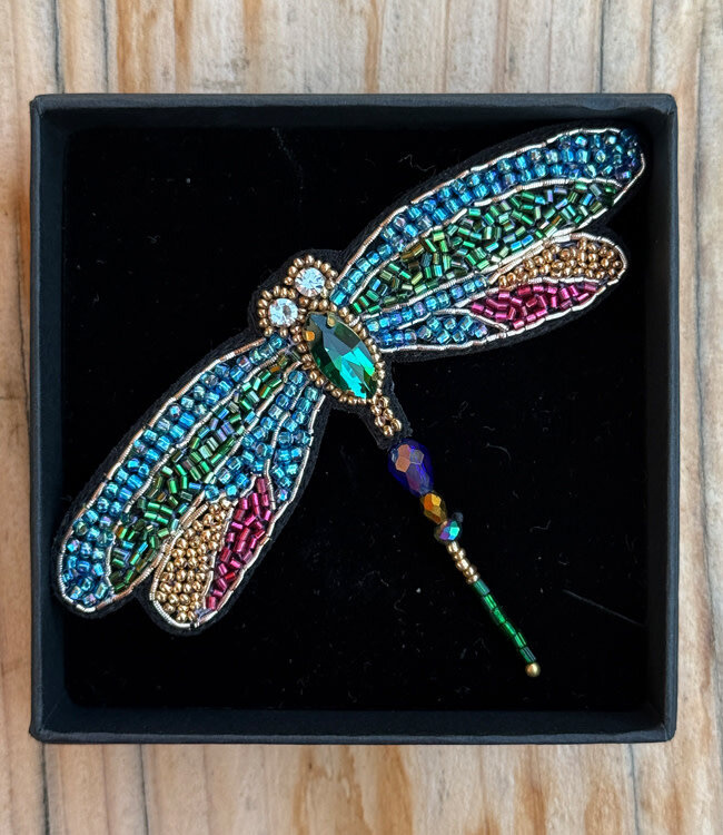 FAIRTRADE broche LIBELLE met pailetten en kralen