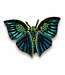 FAIRTRADE broche VLINDER PETROL met pailetten en kralen