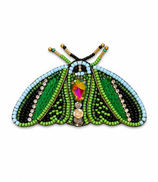 FAIRTRADE broche MOT GROEN met pailetten en kralen