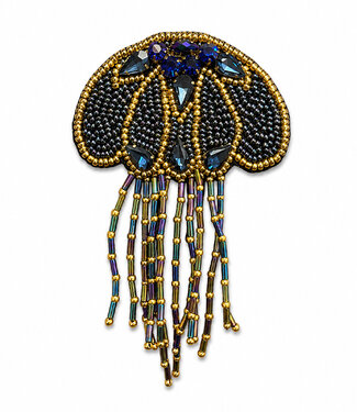 FAIRTRADE broche OCTOPUS BLACK met pailetten en kralen