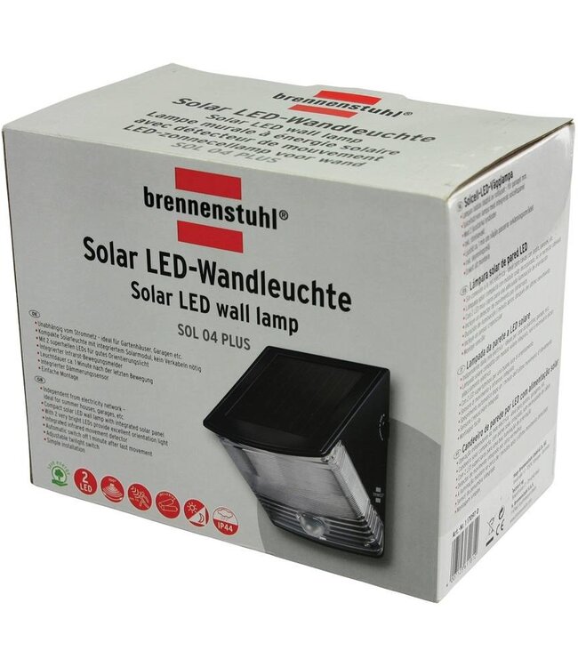 Brennenstuhl Brennenstuhl Solar White 2 LED's Muurlamp IP44 Black