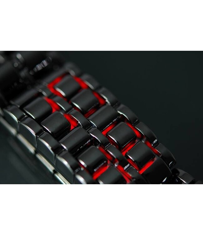 Digitale Red LED Iron Samurai Design Horloge Black