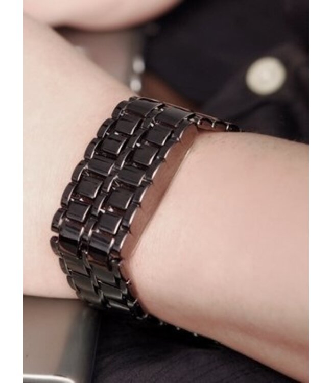 Digitale Blue LED Samurai Design Horloge Black