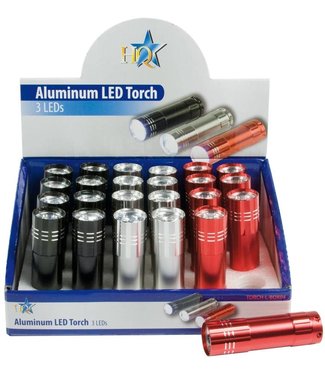 HQ HQ Toonbankdisplay met 3 LED's 24 stuks Aluminium Zaklampen