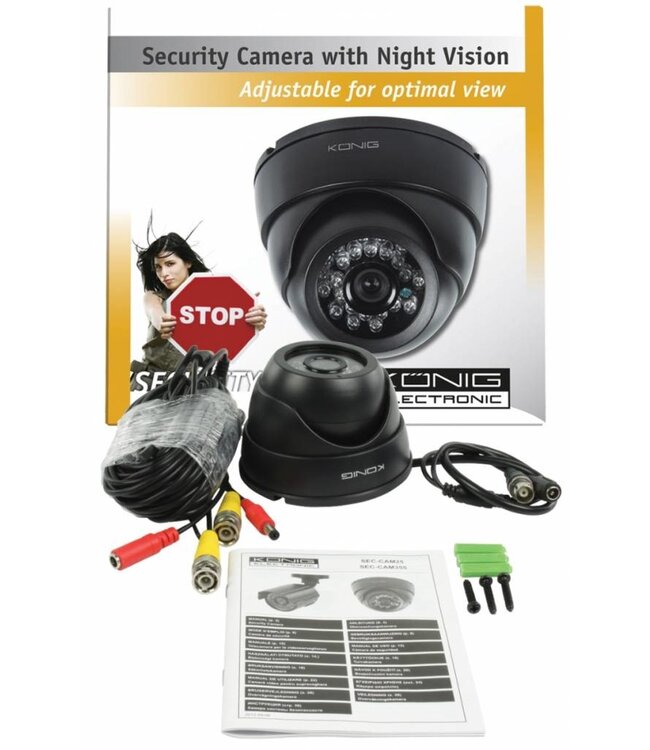 Konig Konig CCTV Dome Beveiligings Binnencamera met IR LED en Nachtzicht