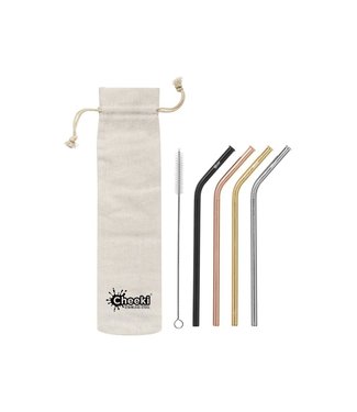 Cheeki Bent Straw 4 Pack With Cleaning Brush + Bag