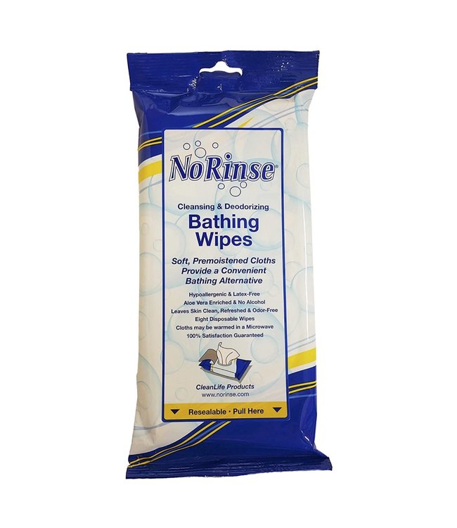 No Rinse Bathing Wipes, 8 pcs