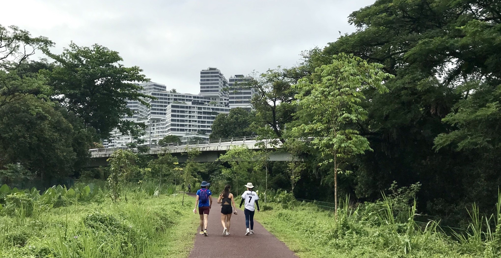 Enjoying the walk along the Green Corridor