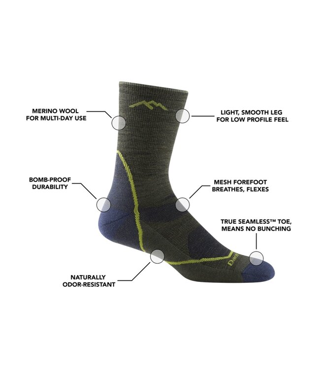 Darn Tough Men's Light Hiker Micro Crew Lightweight Hiking Sock