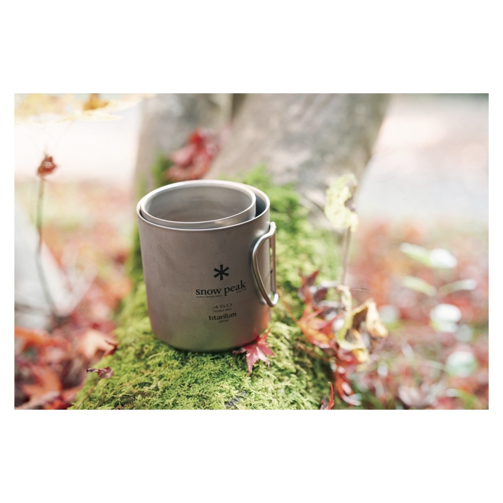 Tasse Double Paroi Snow Peak Ti-Double 450 Bleue En Titane - Fabriquée Au Japon, Occasion