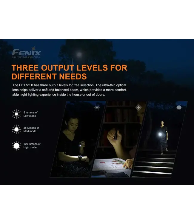 Fenix E01 V2.0 Keychain Flashlight (100 lumens)