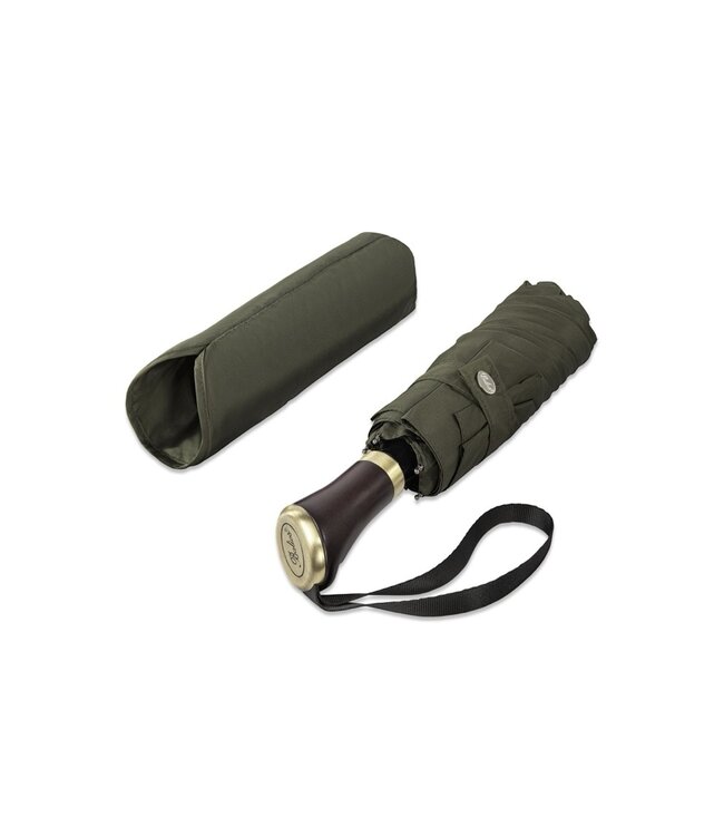 Balios Folding Compact Manual Travel Umbrella - Mini Rosewood handle