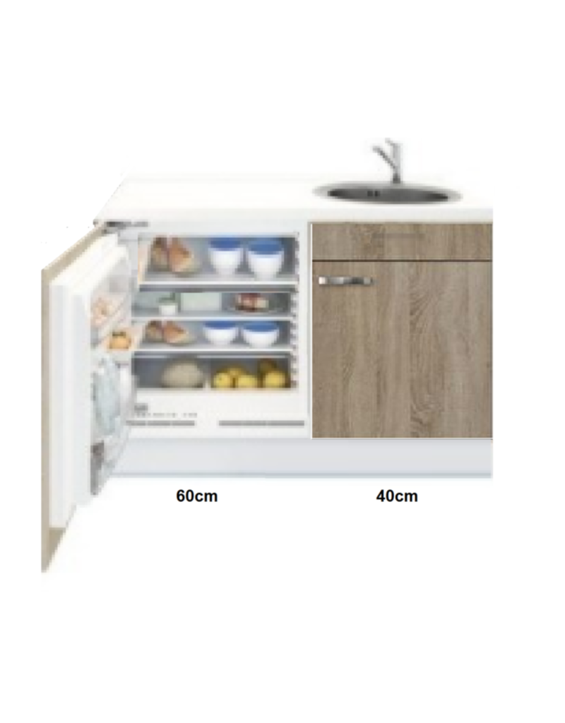 100cm Padua Houtnerf incl mini inbouw koelkast KIT2253