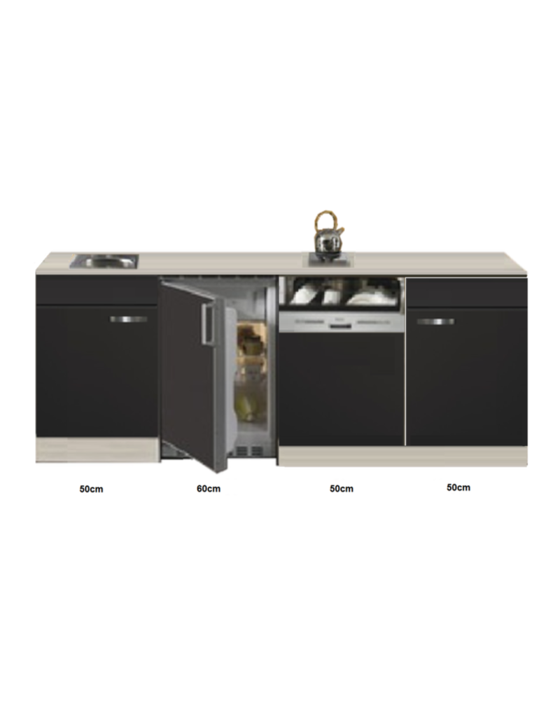 Antraciet met koelkast en vaatwasser 210cm KIT5385