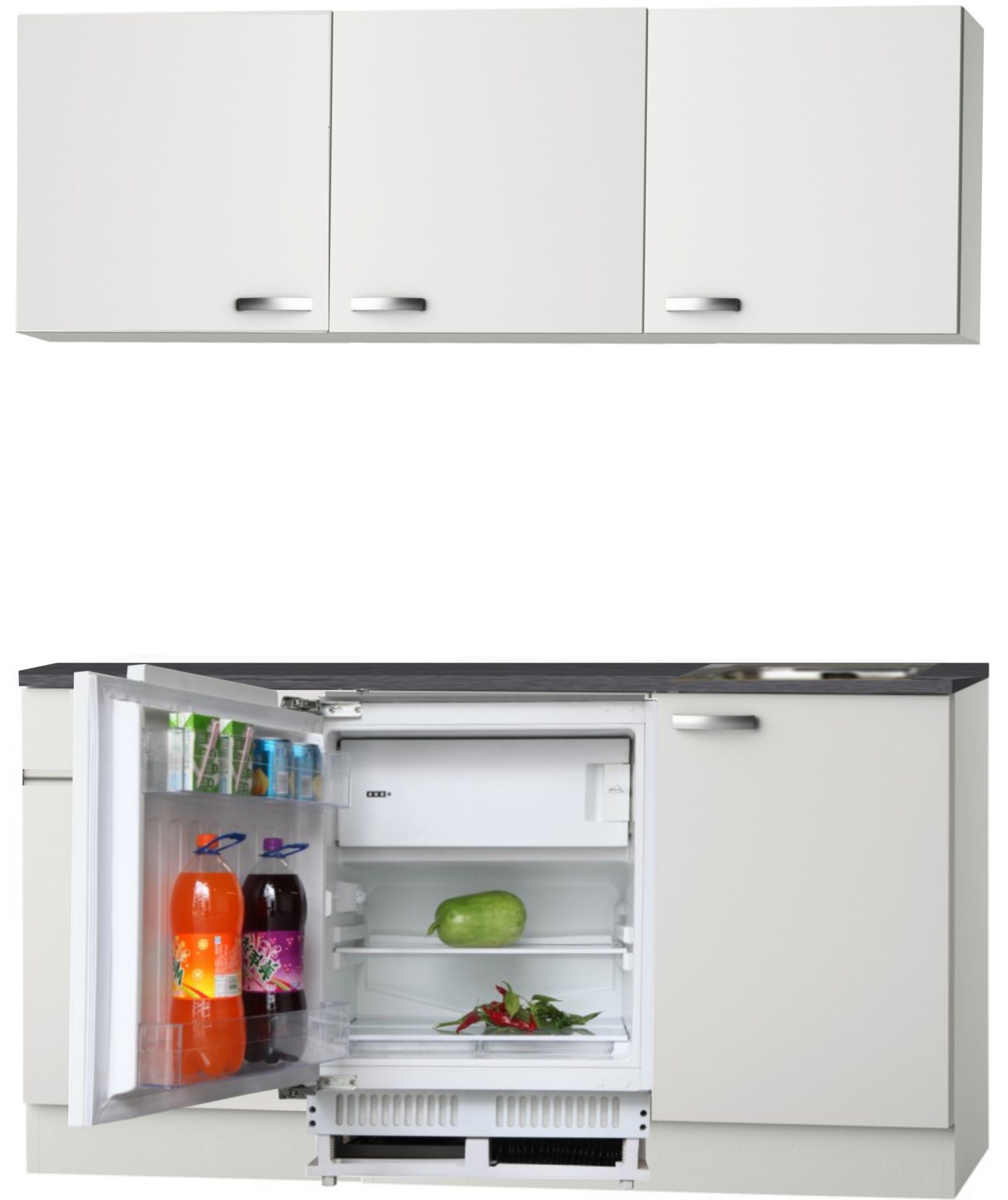 keukenblok wit hoogglans 180 cm incl inbouw koelkast kit 509 kitchenettes nl