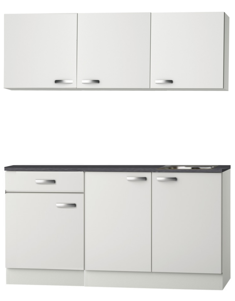 Keukenblok wit hoogglans 180 cm incl inbouw KIT-509 - Kitchenettes.nl