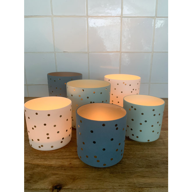 Waxinelichthouder Dots blauw