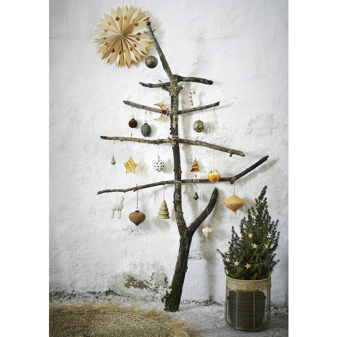 Kerstster houtfineer met lichtjes 50cm